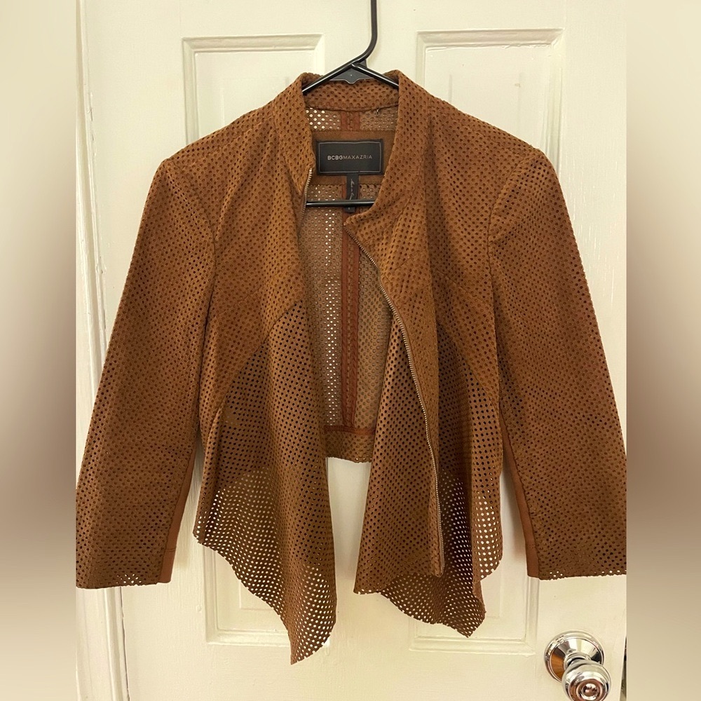 BCBG Max Azria Lazer Cut-out Bomber Jacket, Size Small